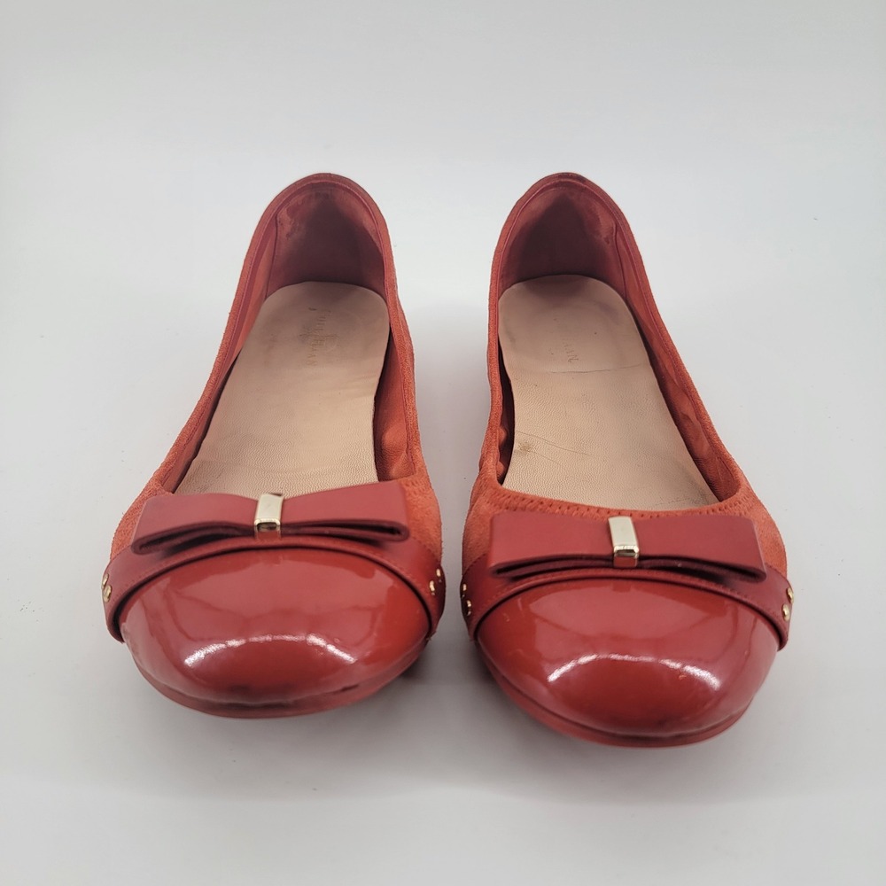 Cole Haan Air Monica Ballet Flats Womens 9 Orange Suede Patent Bow Nike Air - Picture 2 of 6